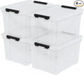 40 Quart Clear Plastic Storage Box with Lid and Wheels Large Storage Bin 4 Packs