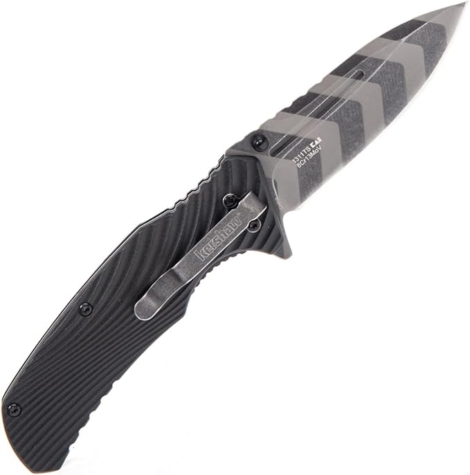 Kershaw - Trace Tigerwashed Pocket Knife Bushkraft Knife Exclusive Outdoor Knife Made of 8Cr13MoV Steel Handle Made of Black TPR