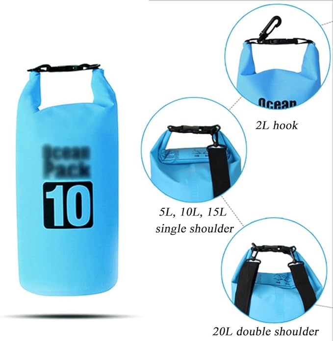 2L/5L/10L/15L/20L/30L Waterproof Dry Bag Roll Top Dry Compression Sack Keep Gear Dry Clean for Kayaking Beach Rafting Boating (Color : Pink Size : 15L)