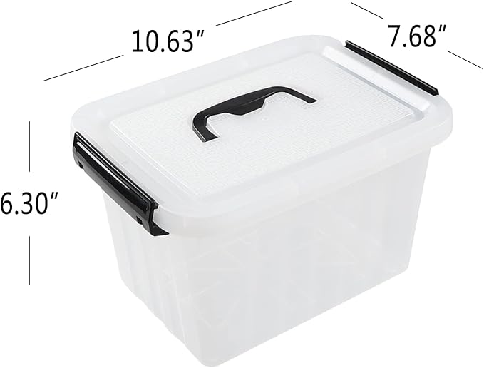 Sandmovie 6 Quart Clear Plastic Storage Bins with Lids 6 Packs