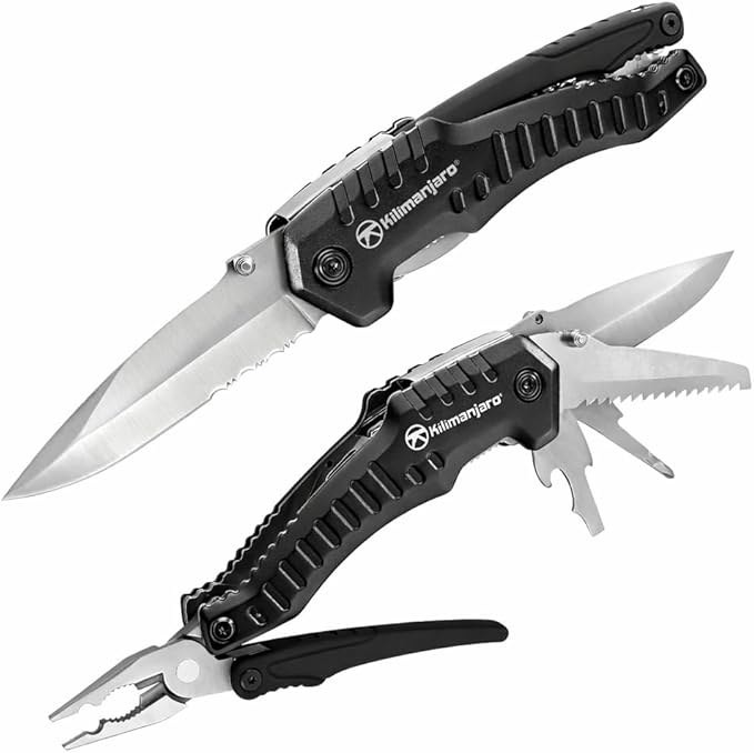 Kilimanjaro Multi-Tool Full-Size Pliers Blade Cuts Wood Hose Rope Screwdriver Wire Cutter 8-1/2 Inches Magnus Multifunction - 910056  Black