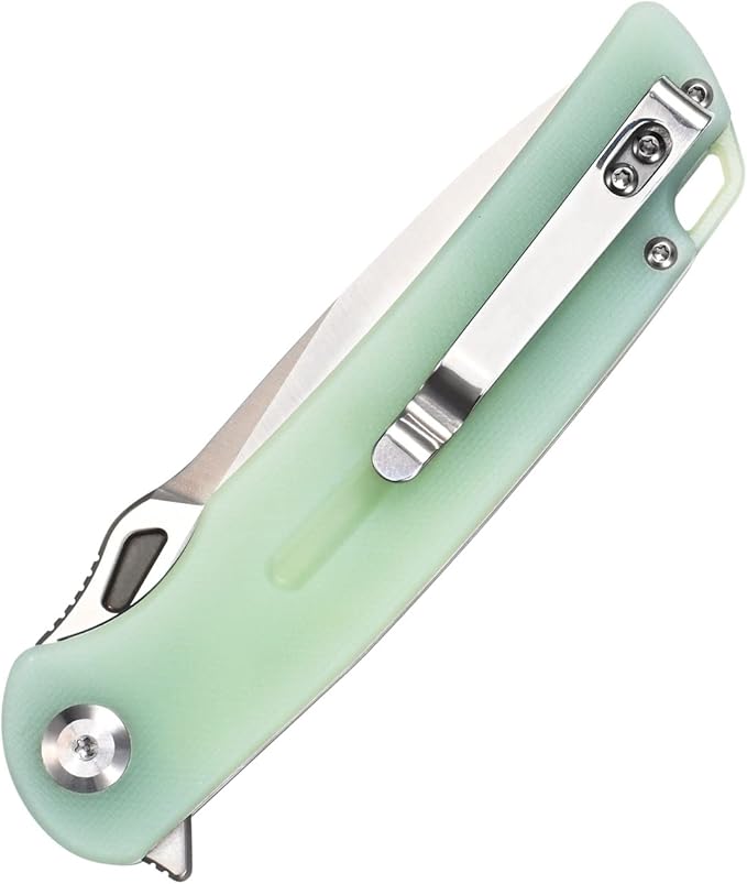 Sitivien ST137 Folding KnifeD2 Satin BladeG10 Handle EDC Tool Knife for Outdoor Hiking Camping Fishing(Jade)