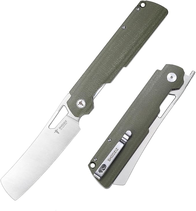 4.01 EDC Folding Knife Camping Chef Pocket Knife for Man Micarta Handle with Pocket Clip for Outdoor Cooking Fishing &amp Hiking. 59-60 HRC D2 Steel Satin Blade. XUN119A-GMS