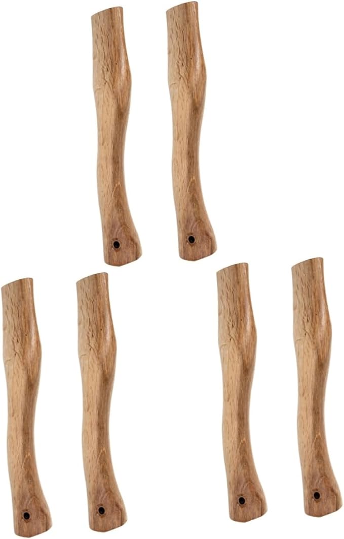 Kisangel 6pcs Wooden Axe Handle Replacement Grip for Firewood Gardening Hiking Outdoor Activities Easy to Install High Practicability Smooth Finish Compatible Standard Axes