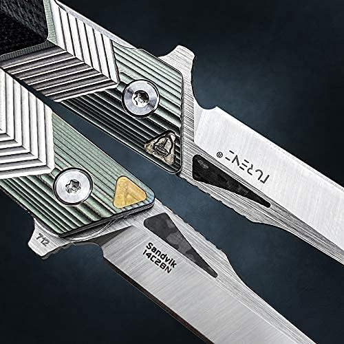 Folding Knife with Clip 14C28N Steel Tanto Blade Non-slip Titanium Alloy Handle Lightweight EDC Gentleman's Pocket Knife with Sheath for Belt