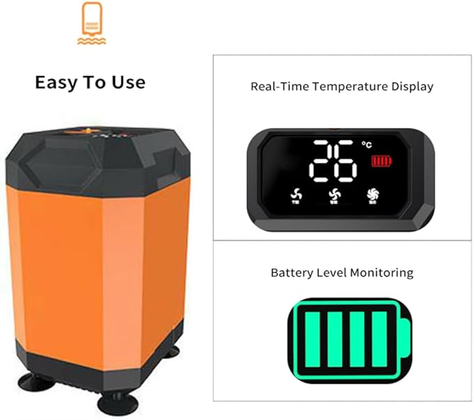 Alvinlite Portable Camping Shower Adjustable Outdoor Shower with Digital Display 4500mAh Rechargeable Shower Head Sprayer Shower Pump for Hiking Dog Bath Beach (Orange)