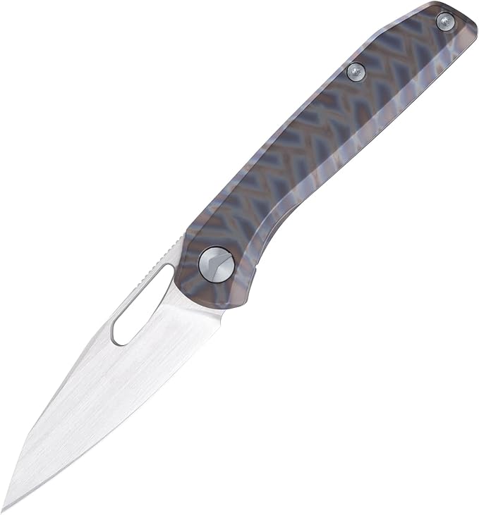 Folding Pocket Knife 3.23 S90V Blade EDC Knife with Titanium Handle Small Pocket Knife with Clip and Frame Lock Sharp Camping Hiking Hunting Survival Knives for Men（Colourful）