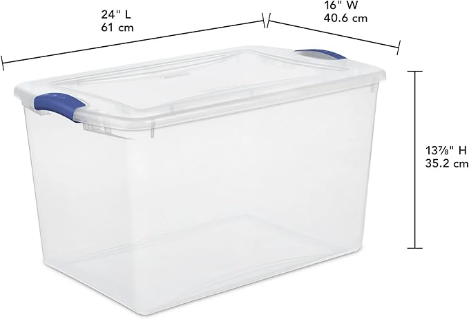 4-Pack 66 Quart Clear Storage Bins with Latching Lids - Sturdy Stackable Organizing Containers for Home Garage &amp Basement - Practical Latch Boxes for Clothes Bedding &amp Seasonal Items