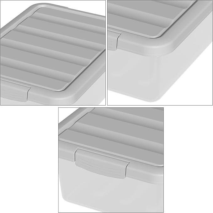 14 L 2 Pack Plastic Storage Bins with Lids Clear Latch Storage Box Stackable Organization Containers