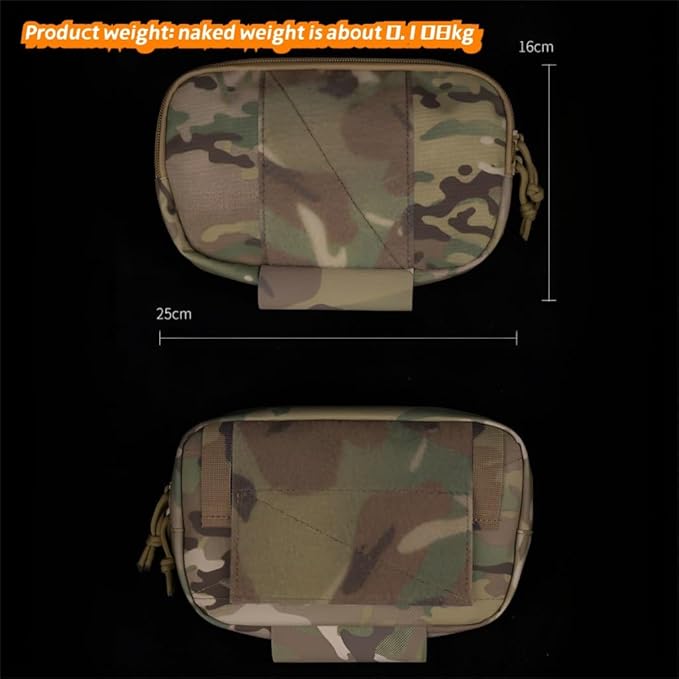 Small Multi-Purpose Task Bag Nylon Utility Pouch With Inner Hook-and-Loop Panel &amp Elastic Straps For Team Activities Tactical Games (25x16cm)