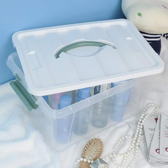 Gloreen 14 Quart Clear Storage Bins with Lid Multipurpose Plastic Latch Box 6 Packs