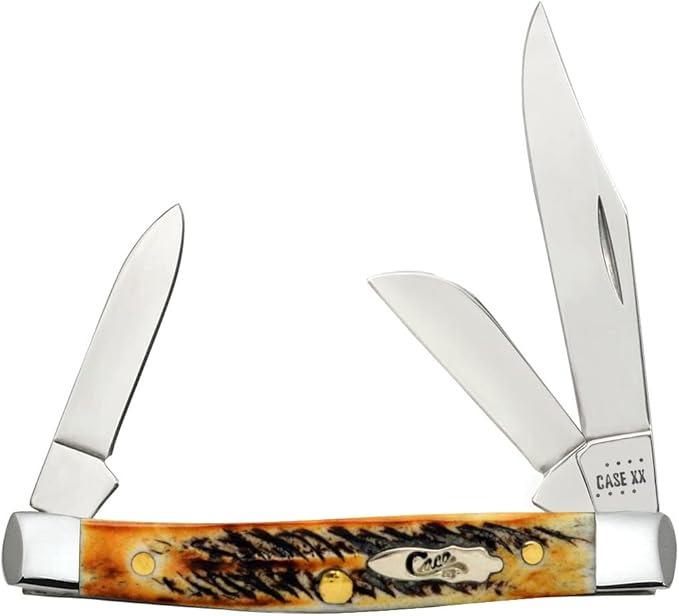 Case XX WR Pocket Knife Meduim Stockman 6.5 Bonestag Item #22307 (6.5344 SS) 3 1/4 inches Closed Made In USA