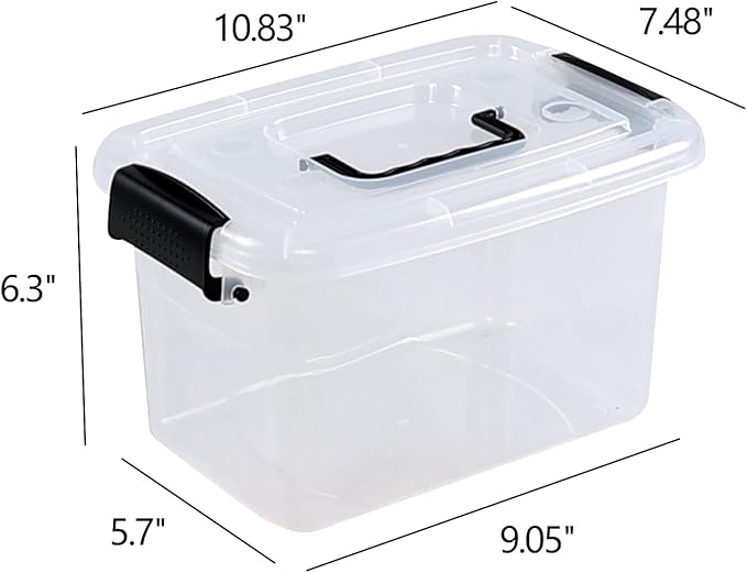 6 Quart Plastic Storage Box with Handle Clear Latching Bin with Lids 6 Packs