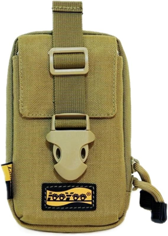 Looyoo/A148 Tactical Phone Pouch with Shoulder Strap EDC Utility Waist Pack Dual Layer Nylon Black and Khaki
