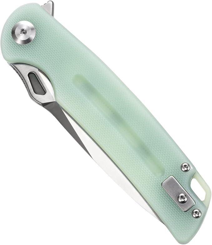 Sitivien ST137 Folding KnifeD2 Satin BladeG10 Handle EDC Tool Knife for Outdoor Hiking Camping Fishing(Jade)
