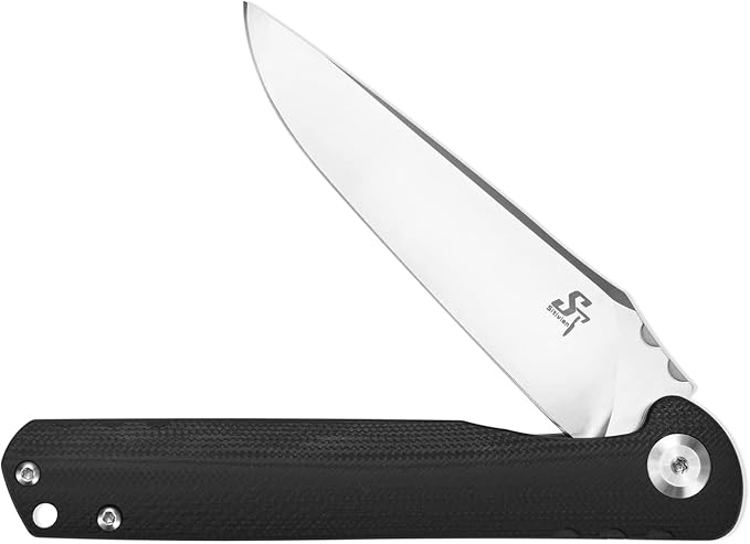 Sitivien ST101 Folding Knife D2 Steel Blade+G10 Handle Tool Knife EDC Pocket Knife for Outdoor Camping Hunting Survival (Black)