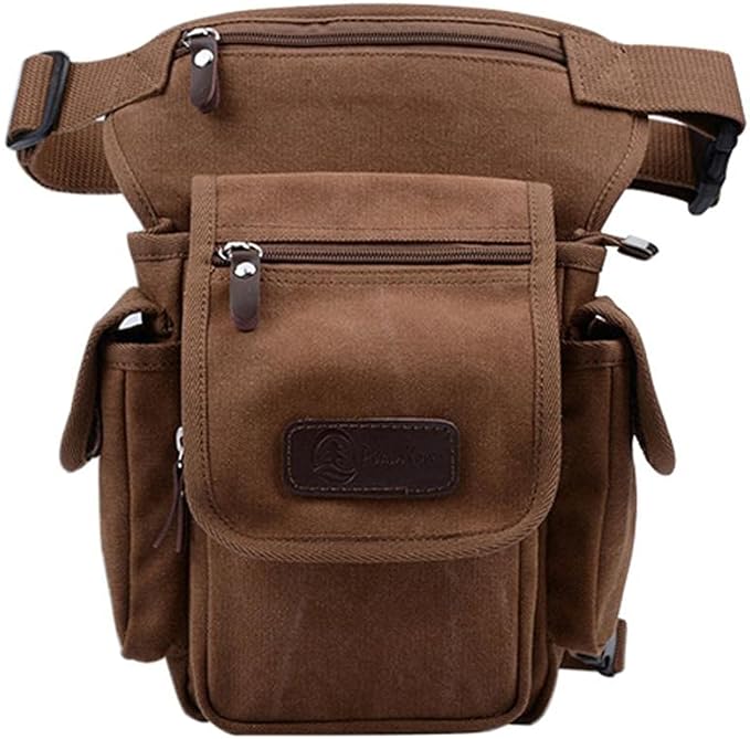 Motorcycle leg bag Drop Leg Bag Men Canvas Waist Drop Leg Bag Messenger Shoulder Fanny Pack Cross Body Thigh Hip Bum Belt for Travel Motorcycle Riding(Coffee)