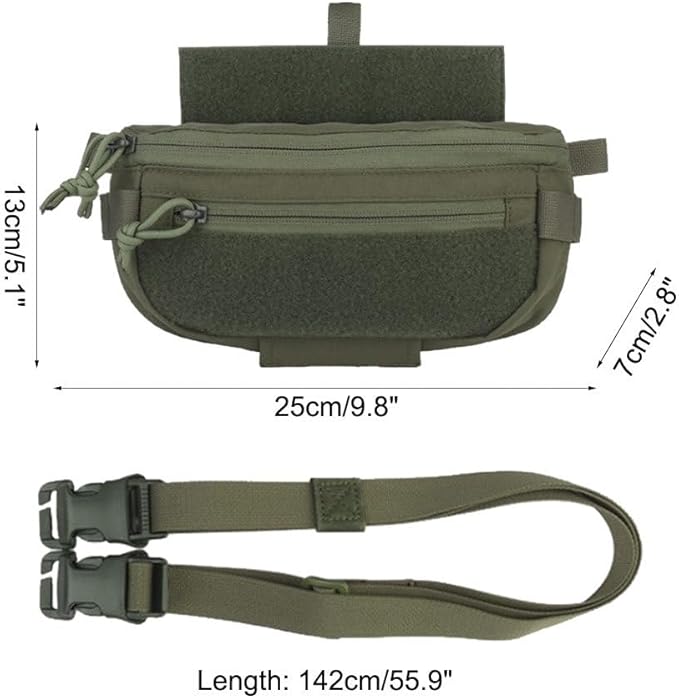 Tactical Drop Dangler Pouch Abdominal Carrying Pouch with Hook and Loop Panel Utility Tool Dangler Organizer Pouch for Chest Rig Vest