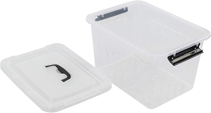 Idomy 1-Pack Clear Plastic Storage Latch Box with Lids 10 L Storage Bin with Handle