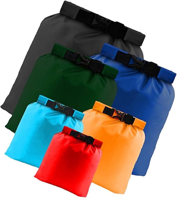 BESPORTBLE 6pcs Waterproof Dry Bags Set with Roll-top Closure Lightweight Multipurpose Storage Pouches for Outdoor Camping Kayaking Rafting and Backpacking Gear Organization