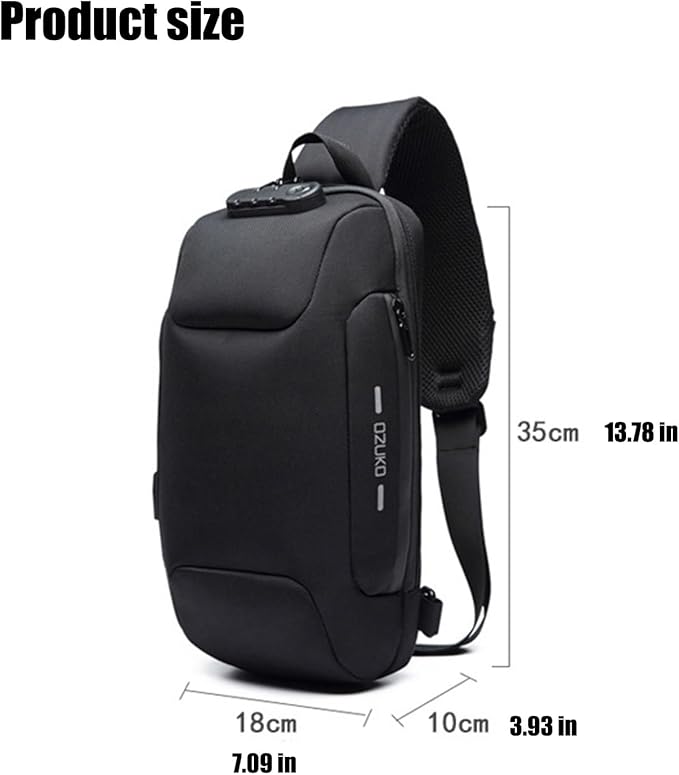 Sling Bag for Men Anti Theft Backpacks With USB Charger Travel Hiking Chest Bag Daypack Water Proof Sports Mountaineering(Gray)
