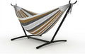 Double Hammock with Stand 2 Person Heavy Duty Hammocks for Outside–450IB Capacity Portable Hammock with Space-Saving Steel Frame &amp Carrying Case Easy Setup for BackyardCampingBeach-Brown