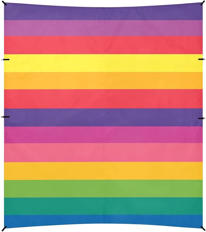 ALAZA Rainbow Stripes Beach Tent Sun Shelter Portable Canopy Sunshade for Outdoor Camping Picnics Backyard Fun 10x9 ft