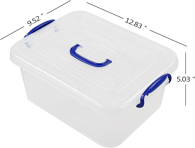 8 L Clear Plastic Storage Box with Handles 2 Packs