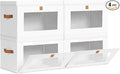 Homsorout Large Clothing Storage Bins - Collapsible Boxes with Handles &amp Window Decorative Organizer Bins with Lids Fabric Containers for Living Room Dorm 4 Pack White