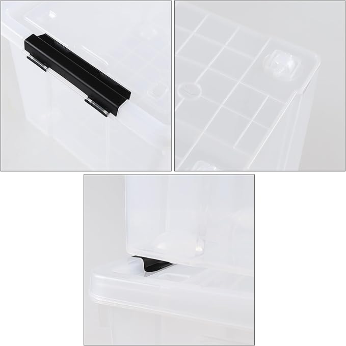 4 Pack 50 Quart Plastic Storage Bins with Lids and Wheels Large Clear Plastic Storage Totes Stackable Organizer Containers for Garage Closet Pantry Home Office