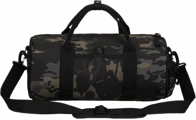 UNISTRENGH Tactical Duffle Cylinder Packs MOLLE Handbag Gear Military Travel Carry On Bag with Detachable Shoulder Strap (Black Scorpion Camouflage)