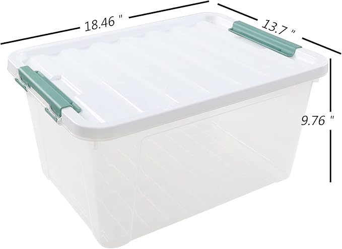 35 L Clear Large Storage Box Plastic Storage Bins Set of 4
