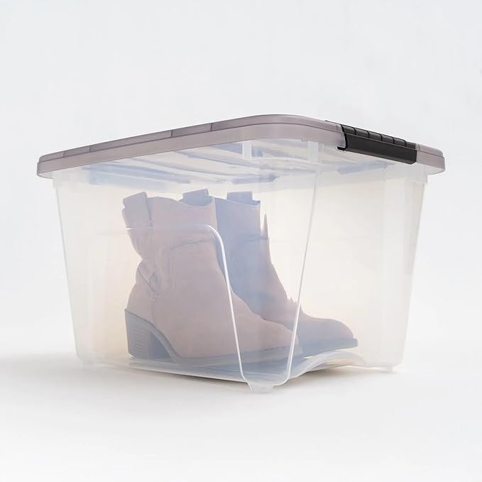Clear Plastic Storage Bins with Lids Stackable Organizer Boxes for Closet Bedroom and Office (17.2 qt)