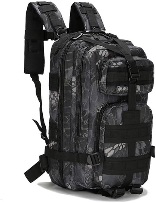 Outdoor Sports Pack Hiking Bag Tactical Rucksack Camo Knapsack Combat Camouflage Tactical Molle 25L 3P Backpack - Typhoon