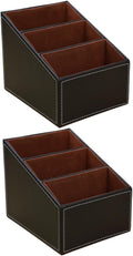 2pcs Faux Storage Box Organizer for Desktop Multi-functional Remote Control and Stationery Holder Smooth Stable Structure for Use