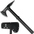 M48 Tactical Tomahawk Military Axe - Black Color | 3 ⅞” Cast Stainless Steel Combat Axe with Piercing Spike | Nylon Cord Wrapped Fiberglass Handle | Camping and Tactical Gear | 15” Length
