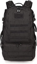 Outdoor Sports Pack Hiking Bag Tactical Rucksack Camo Knapsack Combat Camouflage Tactical Molle 40L Backpack - Black