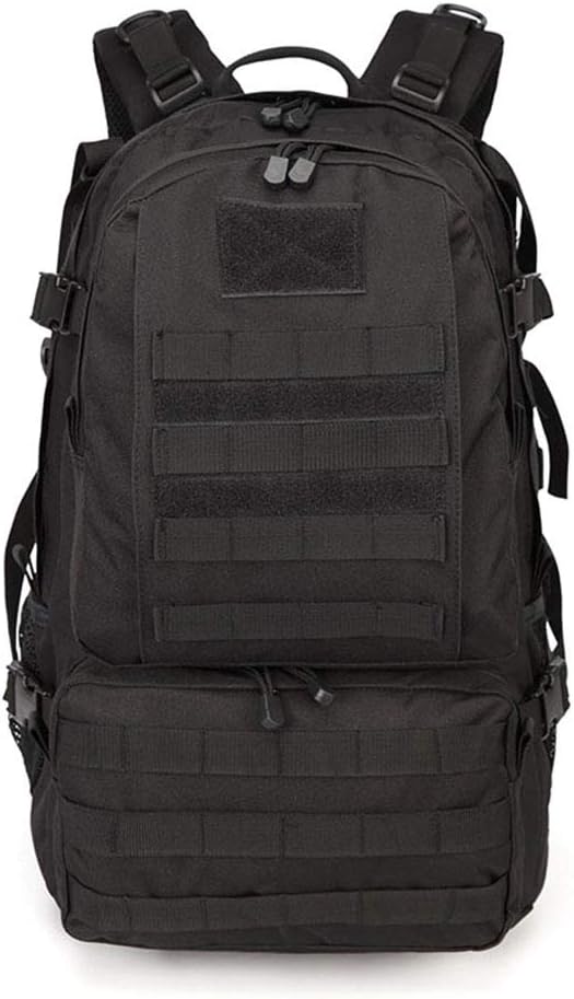 Outdoor Sports Pack Hiking Bag Tactical Rucksack Camo Knapsack Combat Camouflage Tactical Molle 40L Backpack - Black