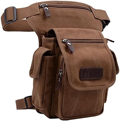 Motorcycle leg bag Drop Leg Bag Men Canvas Waist Drop Leg Bag Messenger Shoulder Fanny Pack Cross Body Thigh Hip Bum Belt for Travel Motorcycle Riding(Coffee)