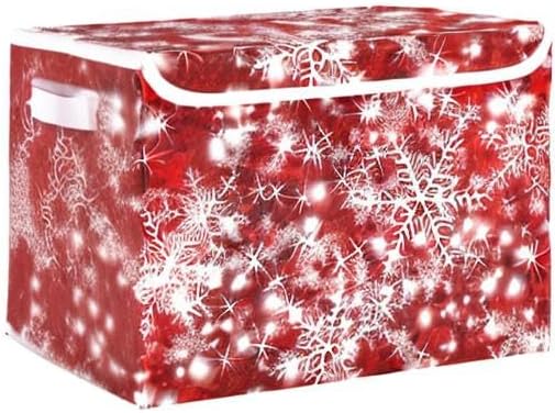 senya Christmas Baskets Collapsible Storage Bins with Lids Christmas Background with Snowflakes Red Storage Boxes Clothes Baskets for Organizing