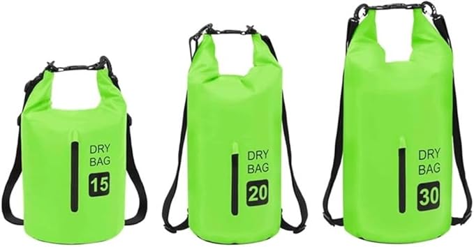 BOWERY HILL Contemporary PVC Dry Bag with Zipper 7.9 Gal Capacity Green and Black Finish Waterproof Lightweight Bag for Boating Surfing Outdoor Trips