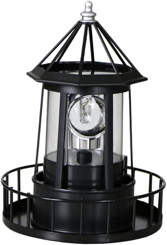 DOITOOL Led Solar Revolving Lighthouse Light Outdoor Rotating Landscape Lamp Waterproof Solar Powered Lantern for Garden Patio Yard Decoration