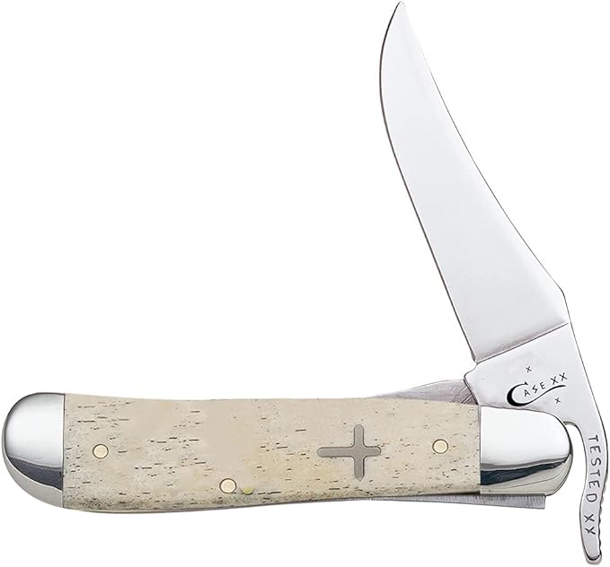 Case XX WR Pocket Knife RussLock Natural Smooth Bone W/Cross Shield Item #22588 (61953L SS) 4 1/4 inches Closed