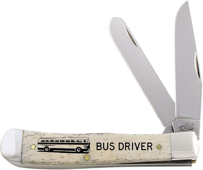 Case WR XX Pocket Knife Bus Driver Natural Smooth Bone Trapper Item #1067610 - (6254 SS) - Length Closed: 4 1/8 Inches