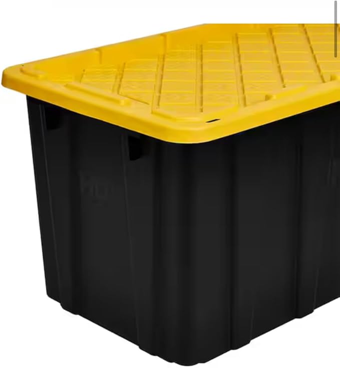 Generic 17 Gal. Tough Storage Tote in Black with Yellow Lid