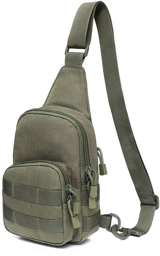 Sunnystacticalgear Outdoor Sports Hiking Sling Bag Shoulder Pack Camouflage Tactical Molle Chest Bag - Green