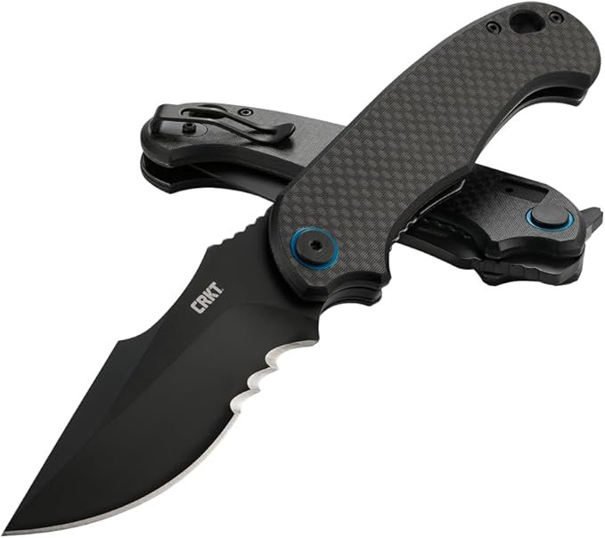 CRKT P.S.D. EDC Folding Pocket Knife: Everyday Carry Assisted Opening Veff Serrations Liner Lock Handle with Carbon Fiber Overlay 7920K