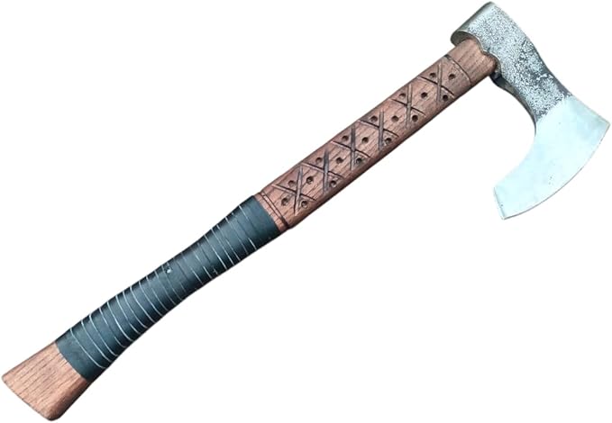 Forge Hide - 24 and 3.5 lbs Custom Handmade Viking Axe of Ragnar Lothbrok Norsmen- Tomahawk and Forest Hatchet Authentic Viking ax with Sheath Vikings Gift