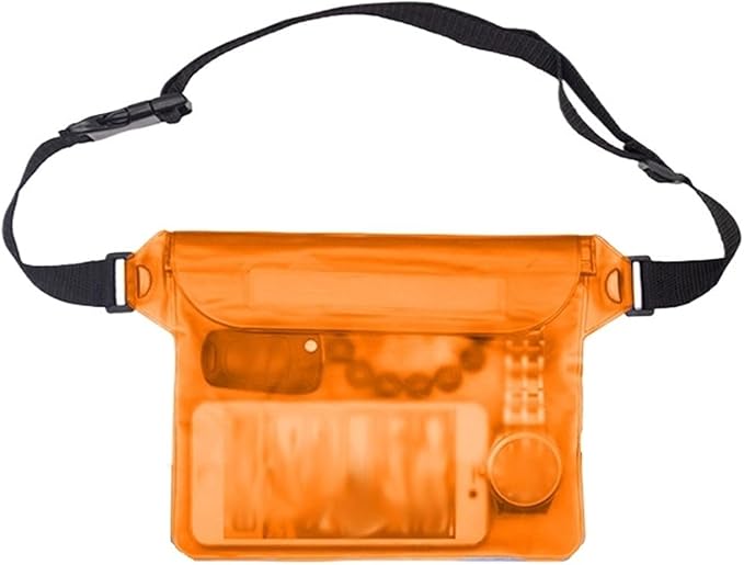 Waterproof Dry Bag Waterproof Swimming Diving Bag PVC Beach Drifting Diving Waist Pack Shoulder Bag Underwater Mobile Phone Case Outdoor Dry Bag for SwimmingBoating(Orange)