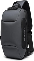 Sling Bag for Men Anti Theft Backpacks With USB Charger Travel Hiking Chest Bag Daypack Water Proof Sports Mountaineering(Gray)